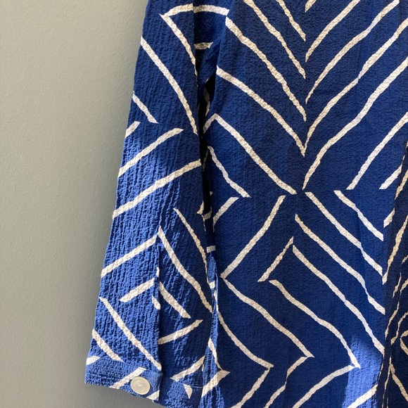 Draper’s & Damons Blouse Women’s Blue White Button-Down Collar Petites Sz:PS [T - Picture 7 of 7